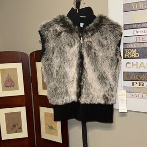 Urchin Faux Fur Vest with Black Knit